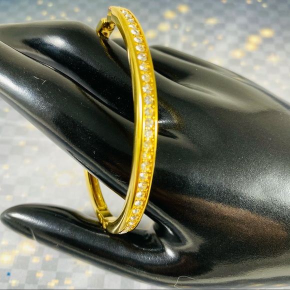 Gorgeous gold Salo clamp bangle bracelet with channel set clear CZ’s - Picture 3 of 5